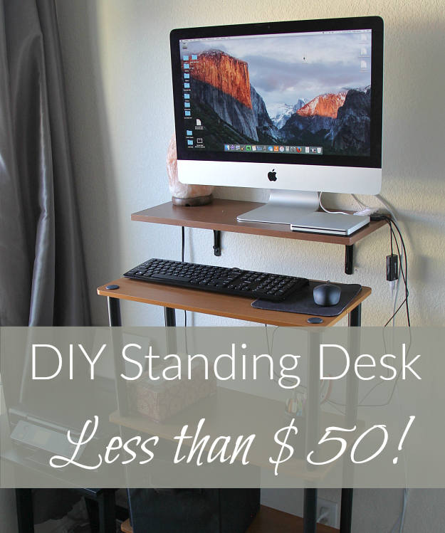 Are you interested in trying a standing desk? Hoping to avoid a big expense? Try this simple DIY standing desk!