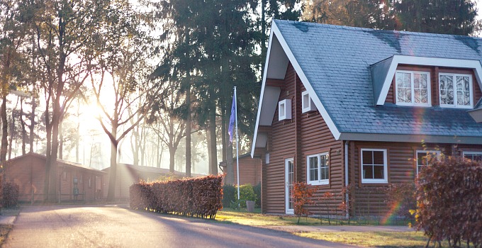 Home with sunlight peeking through